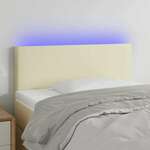 Greatstore LED posteljno vzglavje krem 90x5x78/88 cm umetno usnje