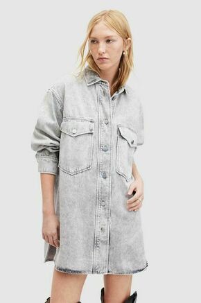 Jeans obleka AllSaints Lily siva barva - siva. Obleka iz kolekcije AllSaints. Ohlapen model