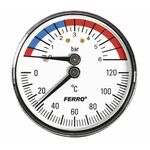 Termomanometer 63 mm 1/2" axial 0-6 bar. 0-120°C