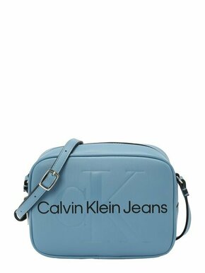 Torbica Calvin Klein Jeans - modra. Majhna torbica iz kolekcije Calvin Klein Jeans. Model na zapenjanje