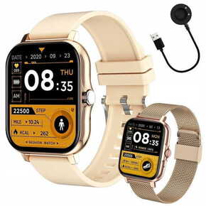 Verkgroup Aku. unisex športna pametna ura touch 2 pasova Bluetooth FitPro zlata