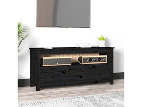 VIDAXL TV omarica črna 114x35x52 cm trdna borovina