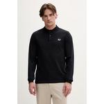 Fred Perry Bombažna majica z dolgimi rokavi Fred Perry mornarsko modra M6006.608