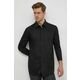 Bombažna srajca BOSS moška, črna barva - črna. Srajca iz kolekcije BOSS. Model izdelan iz lahke tkanine. Ima klasičen, ojačan ovratnik. Bombažen, udoben material.