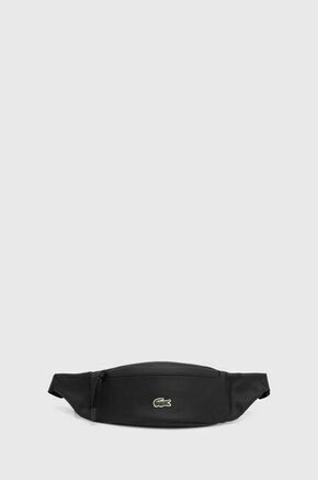 Torbica za okoli pasu Lacoste črna barva - črna. Srednje velika pasna torbica iz kolekcije Lacoste. Model na zapenjanje
