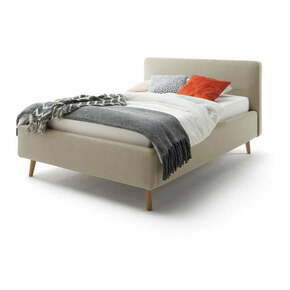 Sivo-rjava zakonska postelja z letvenim dnom in prostorom za shranjevanje Meise Möbel Mattis