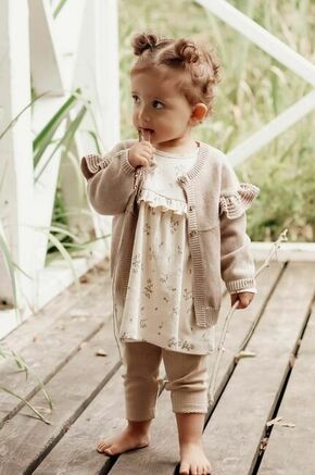 Obleka za dojenčka That's mine bež barva - bež. Obleka za dojenčke iz kolekcije That's mine. Nabran model
