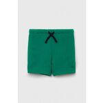Otroške bombažne kratke hlače United Colors of Benetton zelena barva - zelena. Otroški kratke hlače iz kolekcije United Colors of Benetton. Model izdelan iz tanke, rahlo elastične pletenine. Model iz izjemno udobne bombažne tkanine.