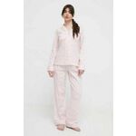 Bombažna pižama Lauren Ralph Lauren roza barva - roza. Pižama iz kolekcije Lauren Ralph Lauren. Model izdelan iz enobarvne tkanine. Model iz zračne bombažne tkanine.