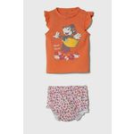 Bombažna pižama za dojenčke zippy oranžna barva - oranžna. Pižama za dojenčka iz kolekcije zippy. Model izdelan iz pletenine s potiskom.