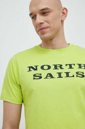 Bombažna kratka majica North Sails zelena barva - zelena. Lahkotna kratka majica iz kolekcije North Sails. Model izdelan iz tanke
