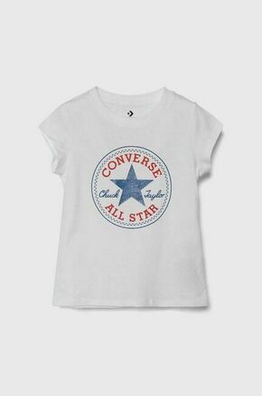 Otroška bombažna kratka majica Converse bela barva - bela. Otroške kratka majica iz kolekcije Converse. Model izdelan iz enobarvne