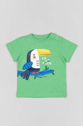 Otroška bombažna majica zippy zelena barva - zelena. Kratka majica za dojenčka iz kolekcije zippy. Model izdelan iz pletenine s potiskom.