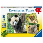 Ravensburger komplet sestavljank, panda, lev, tiger, 3 x 49