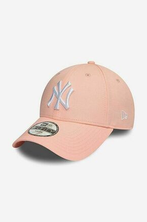 Otroška bombažna bejzbolska kapa New Era roza barva - roza. Otroški kapa s šiltom vrste baseball iz kolekcije New Era. Model izdelan iz materiala z nalepko.