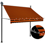 shumee Ročno zložljiva tenda z LED lučmi 200 cm oranžna in rjava
