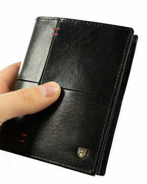 Rovicky Moška usnjena denarnica z varnostjo RFID Prato črna univerzalna