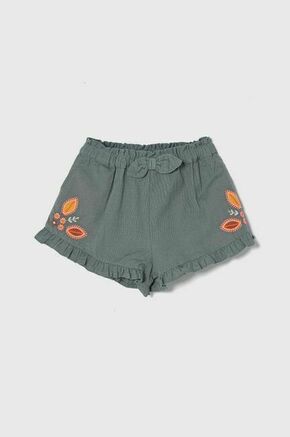 Kratke hlače za dojenčke iz lanene mešanice zippy zelena barva - zelena. Kratke hlače za dojenčka iz kolekcije zippy. Model izdelan iz tkanine z nalepko.