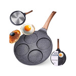Vilde Granitna ponev za peko palačink in jajc 4 jamice 26cm BLACK&amp;WOOD