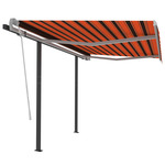 vidaXL Avtomatsko zložljiva tenda s stebrički 3,5x2,5 m oranžna/rjava