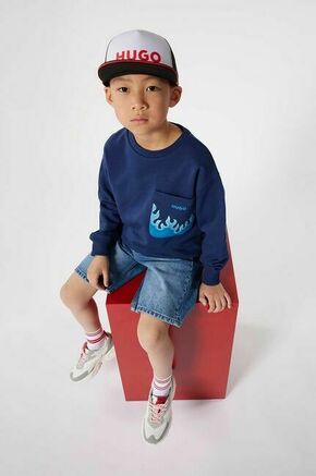 Otroške kratke hlače iz jeansa HUGO - modra. Otroški kratke hlače iz kolekcije HUGO. Model izdelan iz jeansa.