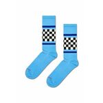 Nogavice Happy Socks Checked Stripe Sneaker Sock - modra. Nogavice iz kolekcije Happy Socks. Model izdelan iz elastičnega, vzorčastega materiala.