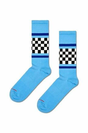 Nogavice Happy Socks Checked Stripe Sneaker Sock - modra. Nogavice iz kolekcije Happy Socks. Model izdelan iz elastičnega