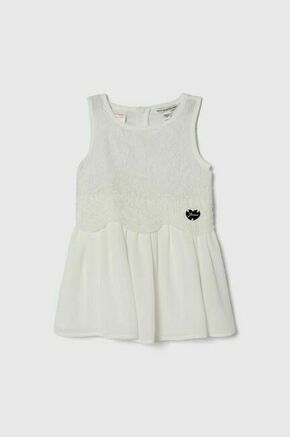 Otroška obleka Guess bela barva - bela. Otroški obleka iz kolekcije Guess. Model izdelan iz lahke tkanine.
