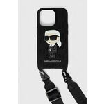 Karl Lagerfeld iphone 14 pro 6.1" black/black trdi ovitek monogram iconic patch