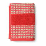 Rdeča frotirna brisača iz organskega bombaža 50x100 cm Check – JUNA