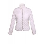 White Quilted High Neck Cotton Jacket 23745