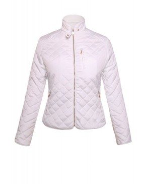 White Quilted High Neck Cotton Jacket 23745