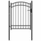 Greatstore Vrata za ograjo zaobljena jeklo 100x125 cm črna