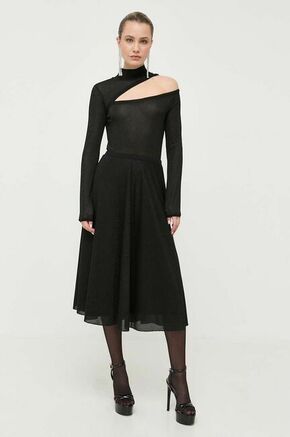 Obleka Patrizia Pepe črna barva - črna. Obleka iz kolekcije Patrizia Pepe. Model izdelan iz vzorčaste tkanine. Model iz zračne tkanine z visoko vsebnostjo viskoze.