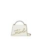 Usnjena torbica Karl Lagerfeld bež barva - bela. Majhna torbica iz kolekcije Karl Lagerfeld. Model na zapenjanje, izdelan iz naravnega usnja.
