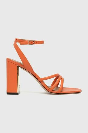 Usnjeni sandali BOSS Mandy oranžna barva