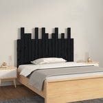 vidaXL Stensko posteljno vzglavje črno 108x3x80 cm trdna borovina