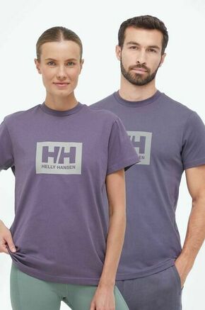 Bombažna kratka majica Helly Hansen vijolična barva - vijolična. Kratka majica iz kolekcije Helly Hansen. Model izdelan iz tanke