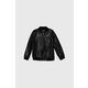 Otroška jakna Guess črna barva - črna. Otroški jakna iz kolekcije Guess. Nepodložen model, izdelan iz ekološkega usnja. Model iz visokokakovostnega in trpežnega materiala.
