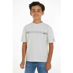 Otroška bombažna kratka majica Tommy Hilfiger siva barva - siva. Otroške kratka majica iz kolekcije Tommy Hilfiger. Model izdelan iz tanke, rahlo elastične pletenine.