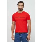 Bombažna kratka majica Tommy Hilfiger moški, rdeča barva - rdeča. Kratka majica iz kolekcije Tommy Hilfiger, izdelana iz tanke, elastične pletenine. Model iz tkanine, ki je izjemno prijetna na otip.