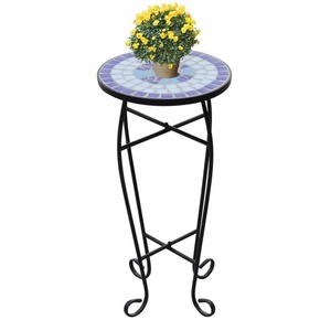 VidaXL Stranska mizica za rastline mozaik modro bela