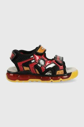 Otroški sandali Geox x Marvel rdeča barva - rdeča. Otroški sandali iz kolekcije Geox. Model izdelan iz kombinacije imitacije lakastega usnja in tekstilnega materiala. Lahek in udoben model