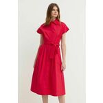 Bombažna obleka Liu Jo rdeča barva - rdeča. Lahkotna obleka iz kolekcije Liu Jo. Model izdelan iz enobarvne tkanine. Model iz zračne bombažne tkanine.