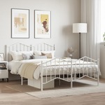 Vidaxl Kovinski posteljni okvir z vzglavjem in vznožjem&nbsp;bel 135x190 cm