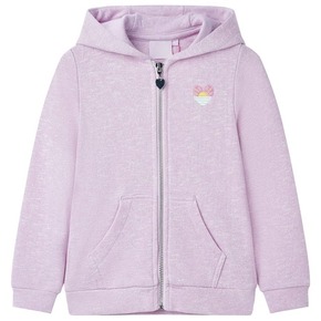 VidaXL Otroški pulover s kapuco in zadrgo svetlo lila mešana 104