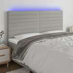 shumee LED posteljno vzglavje svetlo sivo 160x5x118/128 cm blago