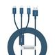 BASEUS baseus superior cable usb - lightning / micro usb / usb type 3,5 a 1,5 m blue (camltys-03)