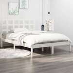 Greatstore Okvir za posteljo, bel, masivni les, 140x190 cm
