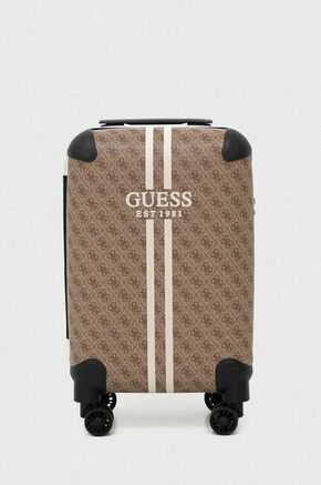 Kovček Guess rjava barva - rjava. Kovček iz kolekcije Guess. Model izdelan iz ekološkega usnja.
